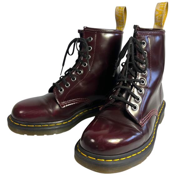 Dr. Martens Size 8 1460 Cherry Red Lace Up Combat Boots Vegan Patent Leather - Picture 13 of 14